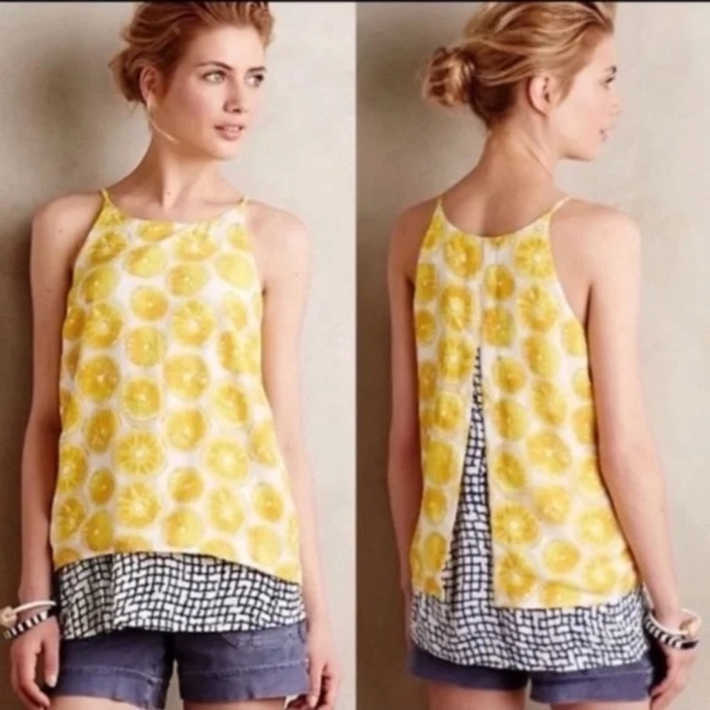 VGUC Porridge lemon layered tank top